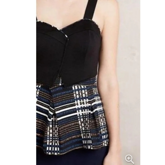 NWT Anthropologie Nathalie Peplum Metallic Plaid Top By Deletta SZ XS Academia - Picture 8 of 14